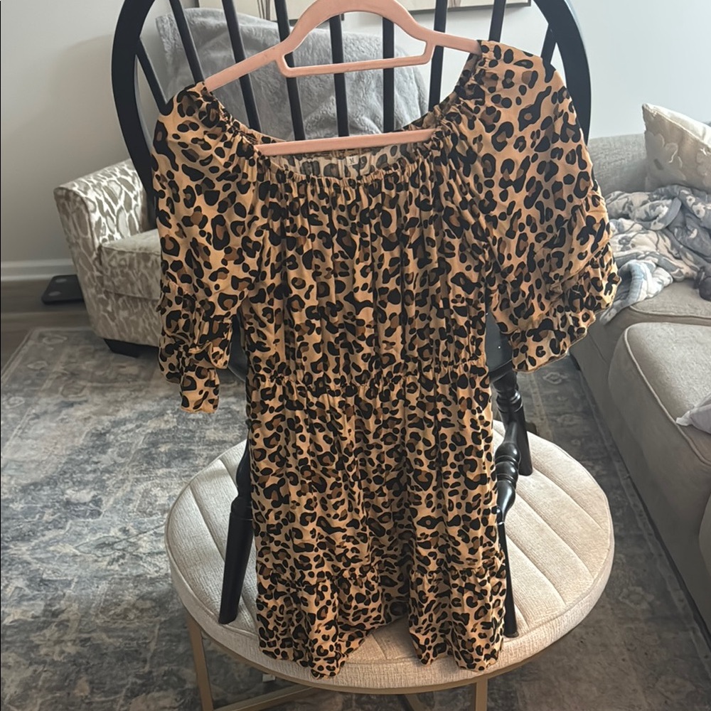 Leopard Print Off-Shoulder Dress